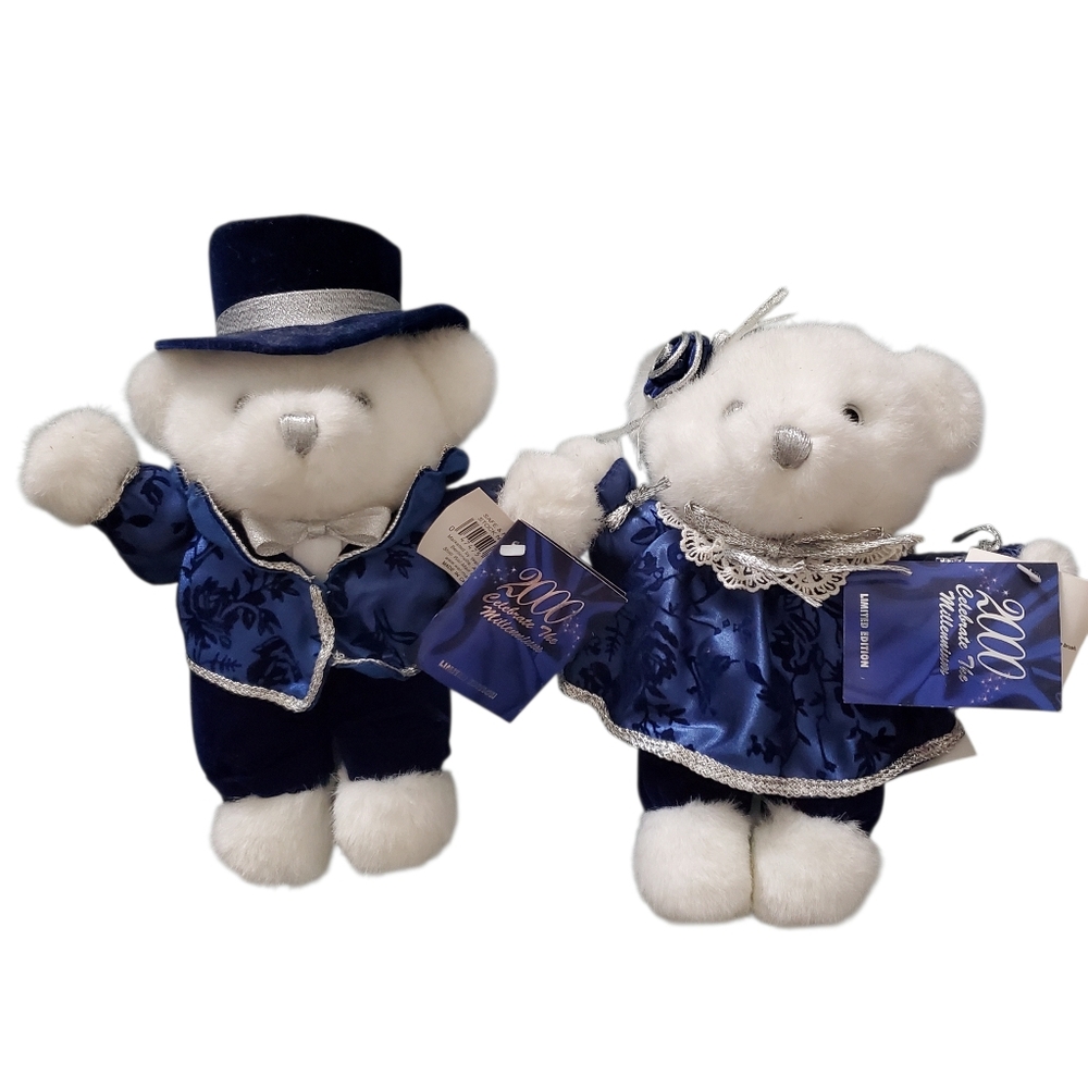 2000 Millennium Special Edition‎ Plush Boy/ Girl Bears 10” Tall Retired Collect
